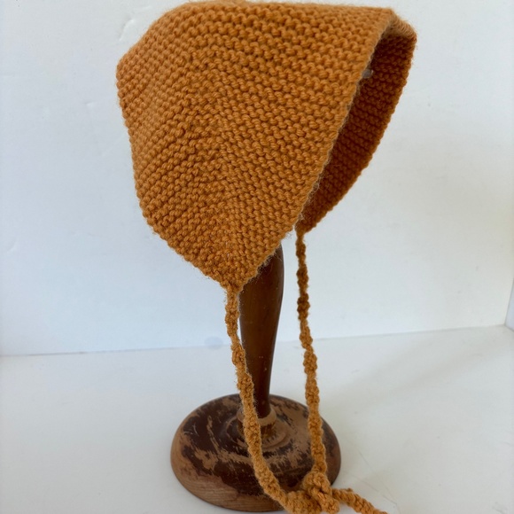 Vintage handmade knit hat/ear warmer hat with ties, Lot of 2 - Picture 7 of 15